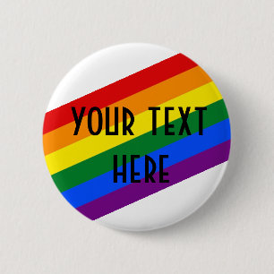 Rainbow Pride Badge - Anpassningsbar Text, Kärlek Knapp
