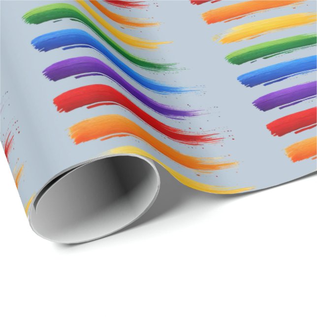 Rainbow Pride Brushstrokes Gift Wrap Presentpapper (Rullad Hörn)