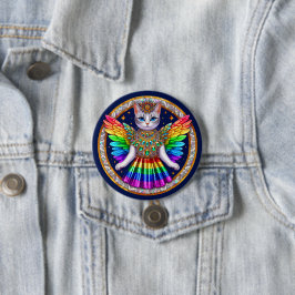 Rainbow Pride Cat Fairy Angel Party Badge Button Knapp
