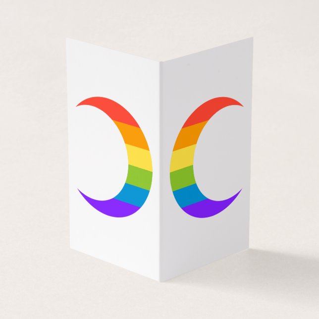 Rainbow Pride Crescent Moons Greeting Card Visitkort (Utsida)