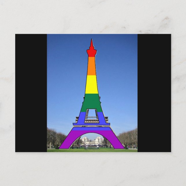 Rainbow Pride Eiffel Torn Vykort (Framsida)