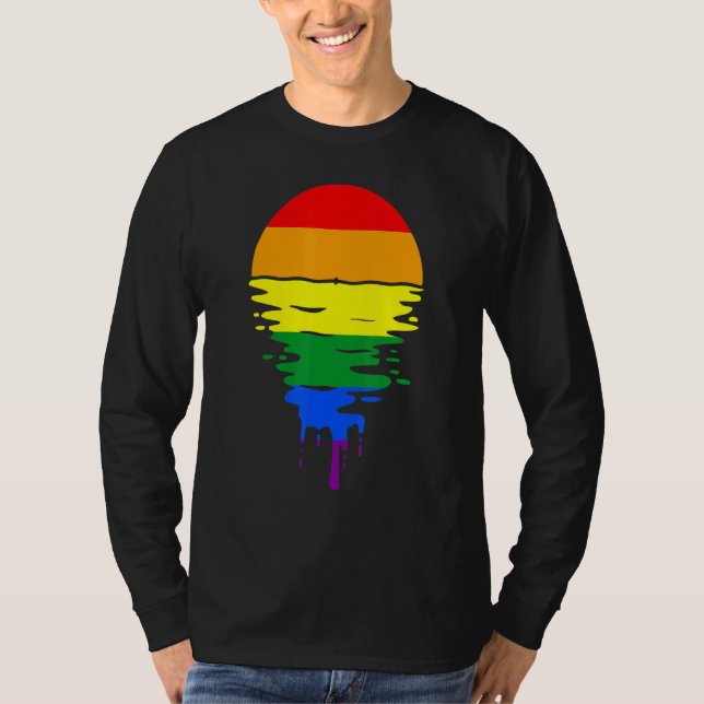 Rainbow Pride Färg Sunset T Shirt (Framsida)
