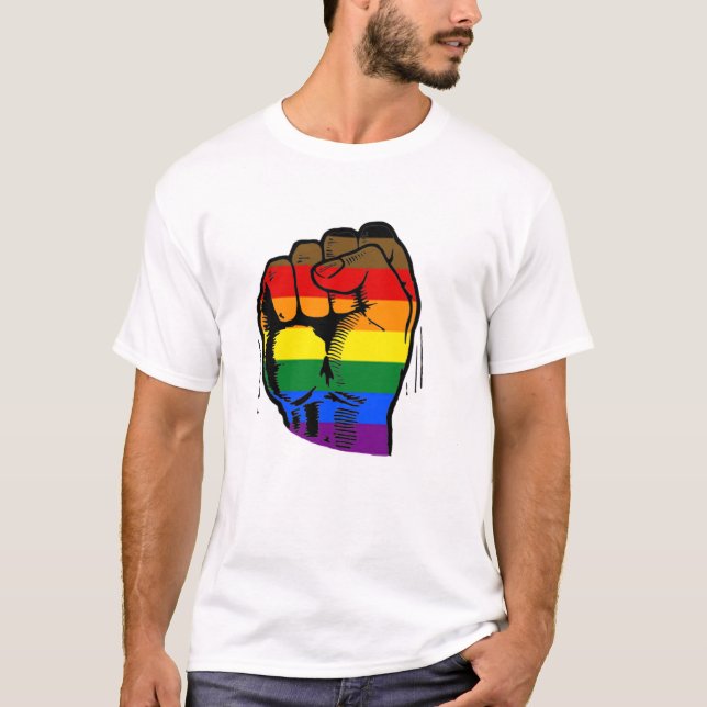 Rainbow Pride Fist T Shirt (Framsida)
