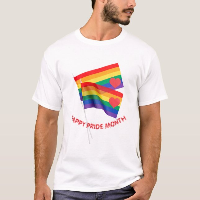 Rainbow Pride Flagga Heart Kärlek T-shirt (Framsida)