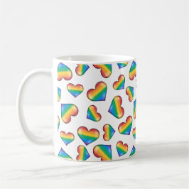 Rainbow Pride Flagga Hearts Coffee Mugg