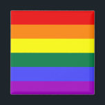 Rainbow Pride Flagga Magnet<br><div class="desc">Sedan 1979 är det populära att ha sex färg i Flagga. Antalet rand minskades till ett jämnt antal för att förhindra att mitten färg gömdes när lamporna hängs lodrätt. Indigo rand ändrades till royal blue rand.</div>
