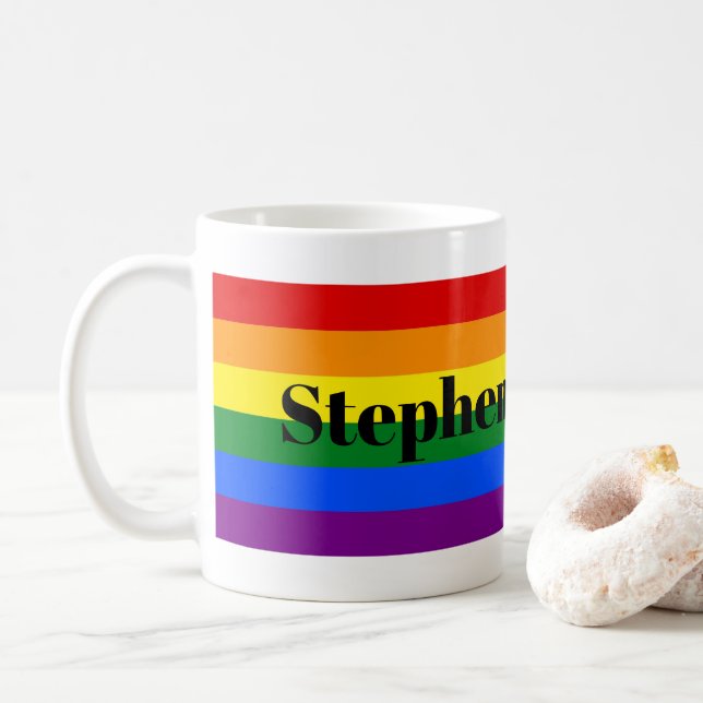 Rainbow Pride Flagga Mugg med ditt namn (Med munk)