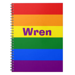 Rainbow Pride Flagga Namn eller Monogram Anteckningsbok