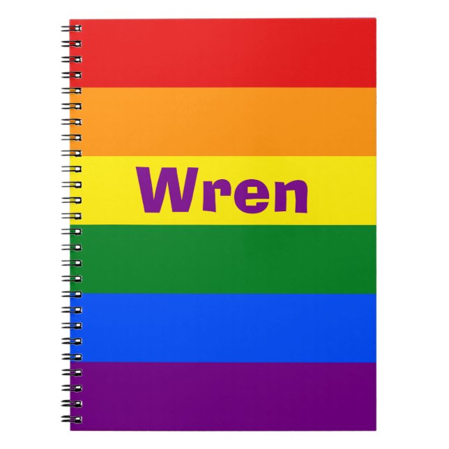 Rainbow Pride Flagga Namn eller Monogram Anteckningsbok (Framsidan)