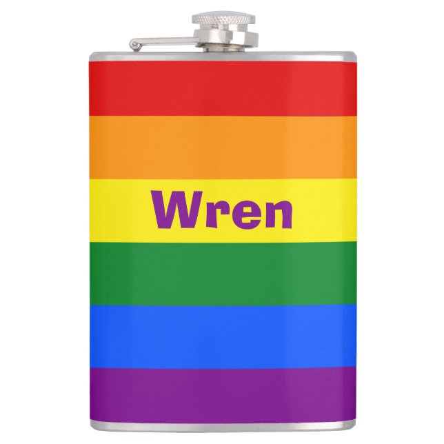 Rainbow Pride Flagga Namn eller Monogram Fickplunta (Framsidan)