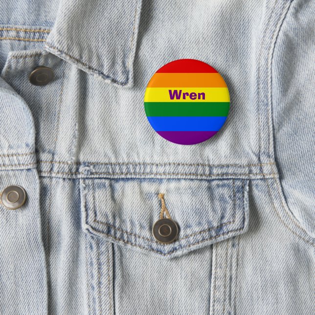 Rainbow Pride Flagga Namn eller Monogram Knapp (In Situ)
