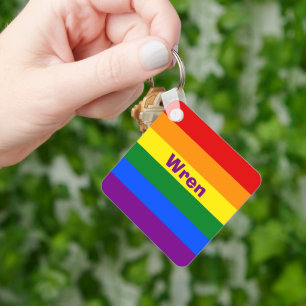 Rainbow Pride Flagga Namn eller Monogram Nyckelring