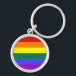 Rainbow Pride Flagga Rund Silverfärgad Nyckelring<br><div class="desc">Sedan 1979 är det populära att ha sex färg i Flagga. Antalet rand minskades till ett jämnt antal för att förhindra att mitten färg gömdes när lamporna hängs lodrätt. Indigo rand ändrades till royal blue rand.</div>