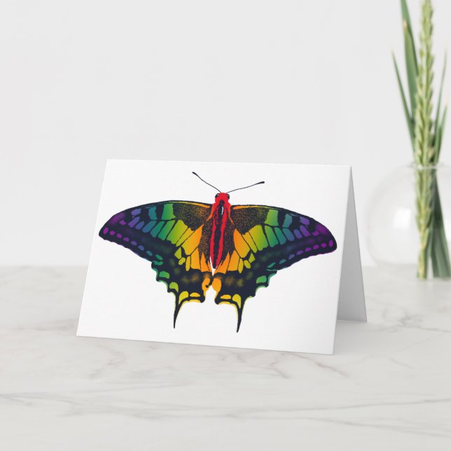 Rainbow Pride Flagga Swallowtail Butterfly Kort (Framsida)