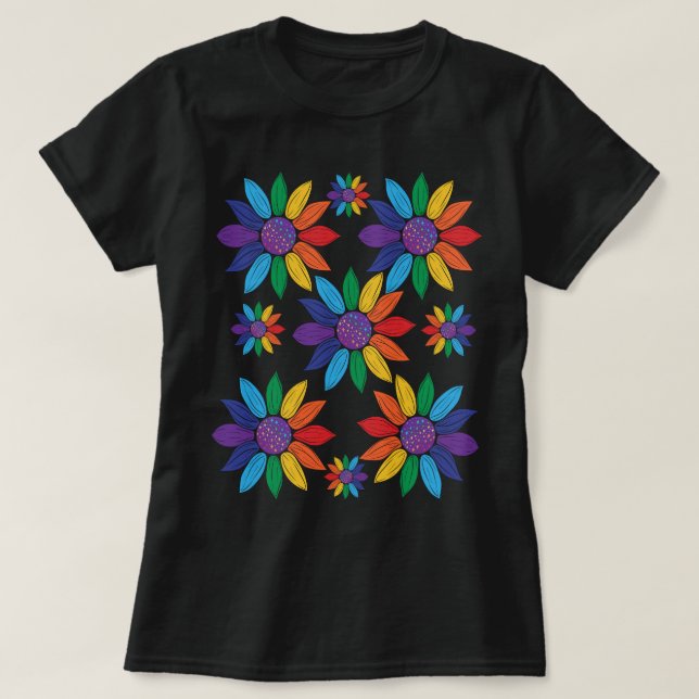 Rainbow Pride Flowers T Shirt (Design framsida)