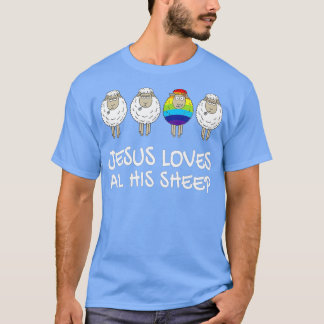 Rainbow Pride Gay Christian LGBTQ+ Jesus Kärlek Al T Shirt