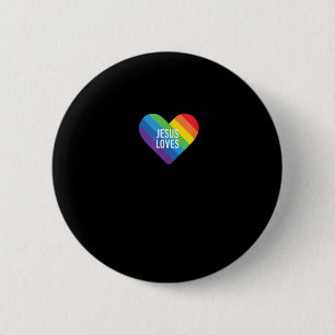 Rainbow Pride Gay Christian LGBTQ+ Jesus Kärlek T- Knapp