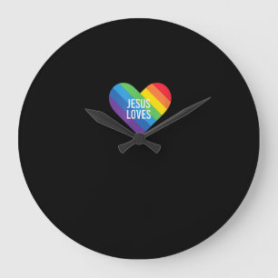 Rainbow Pride Gay Christian LGBTQ+ Jesus Kärlek T- Stor Klocka