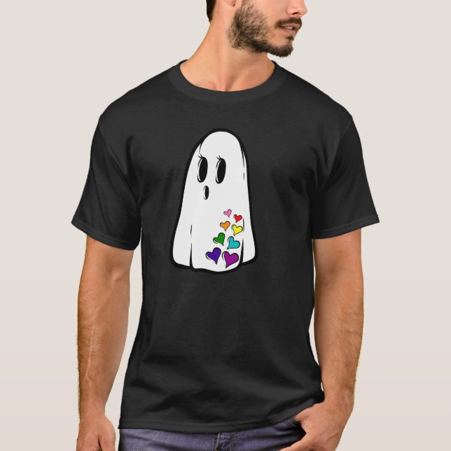 Rainbow Pride Ghost T Shirt (Framsida)