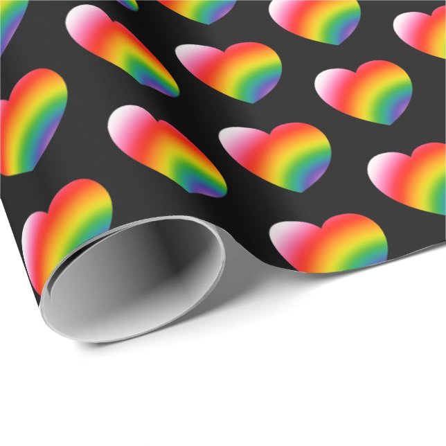 Rainbow Pride Gradient Hearts Mönster Presentpapper (Rullad Hörn)