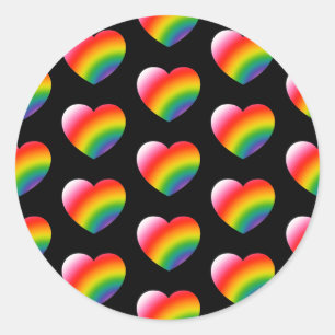Rainbow Pride Gradient Hearts Mönster Runt Klistermärke