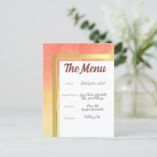 Rainbow Pride Guld Ram Bröllop Menu Vykort