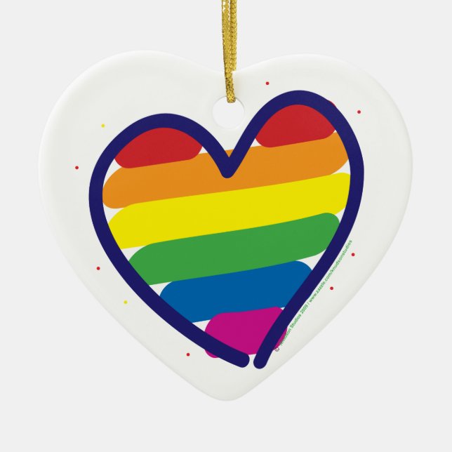 Rainbow Pride Heart Julgransprydnad Keramik (Framsidan)