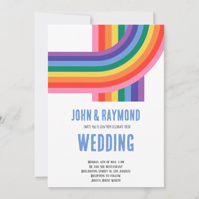 Rainbow Pride HGBT Flagga Gay Wedding bjudande in Inbjudningar (Framsida)