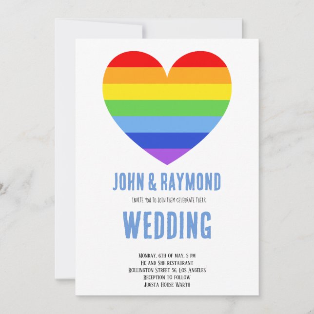 Rainbow Pride HGBT Flagga Gay Wedding bjudande in Inbjudningar (Framsida)