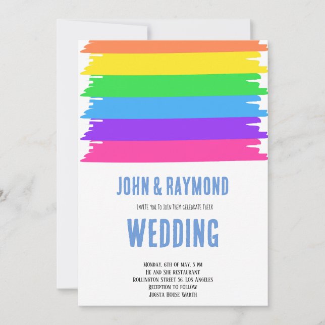Rainbow Pride HGBT Flagga Gay Wedding bjudande in Inbjudningar (Framsida)