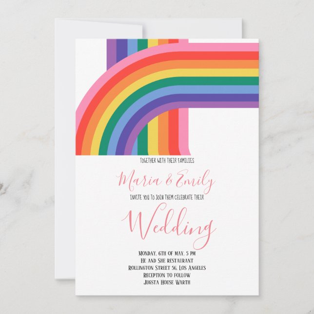 Rainbow Pride HGBT Flagga Gay Wedding bjudande in Inbjudningar (Framsida)