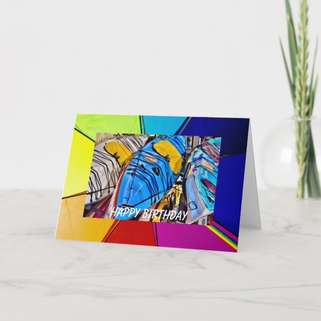 Rainbow Pride Kayak Birthday 5" x 7" Birthday Card Kort (Framsida)