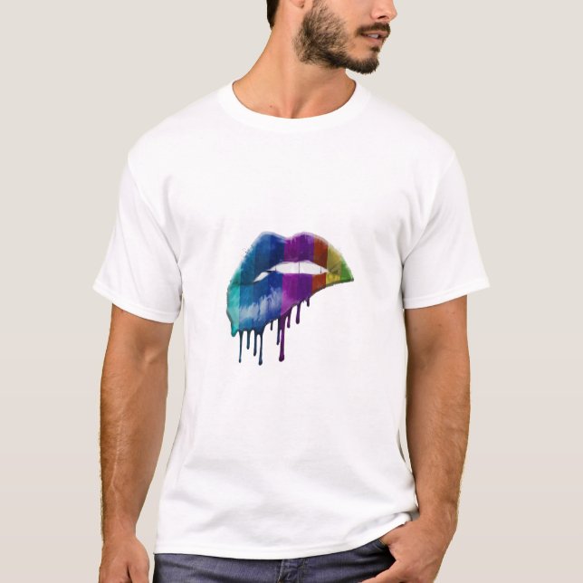 Rainbow Pride Kiss Läppar Graphic T Shirt (Framsida)