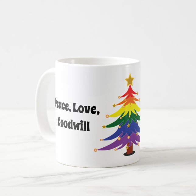 RAINBOW pride lgbt christmas gay lesbisk bisexual Kaffemugg (Framsida vänster)