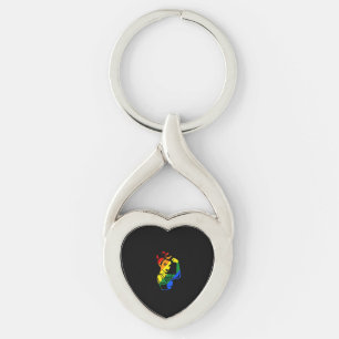 Rainbow Pride LGBT T-Shirt Twisted Heart Silverfärgad Nyckelring