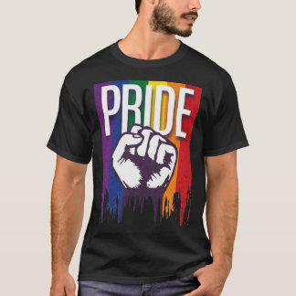 Rainbow Pride LGBTQ Flag Power to the People Fist  T Shirt