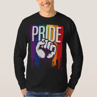Rainbow Pride LGBTQ Flag Power to the People Fist  T Shirt