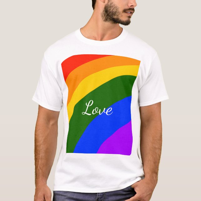 Rainbow pride månad kärlek lägger till namn textko t shirt (Framsida)