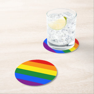 Rainbow Pride Papper Underlägg Rund