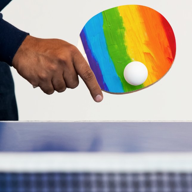 Rainbow Pride Ping Pong Paddle - Oil Paint LGBT Pingisracket (Insitu)