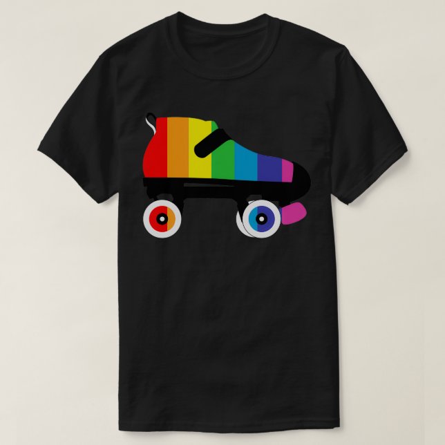 Rainbow Pride Roller Derby Skate Rand T Shirt (Design framsida)