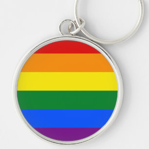 Rainbow Pride Rund Silverfärgad Nyckelring