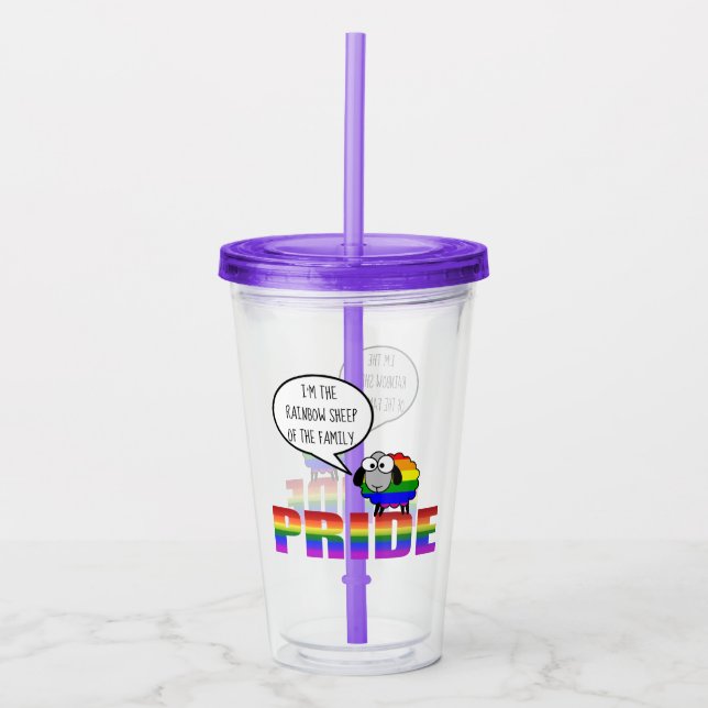 Rainbow Pride Sheep 16oz, Clear Take Away Mugg (Framsida)