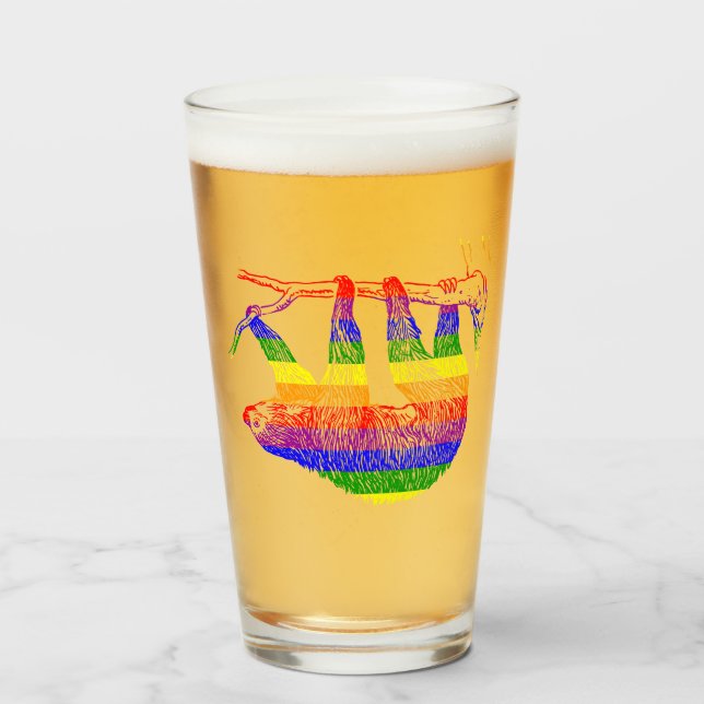 Rainbow Pride Sloth Drinking Glass Glaskopp (Framsida fylld)