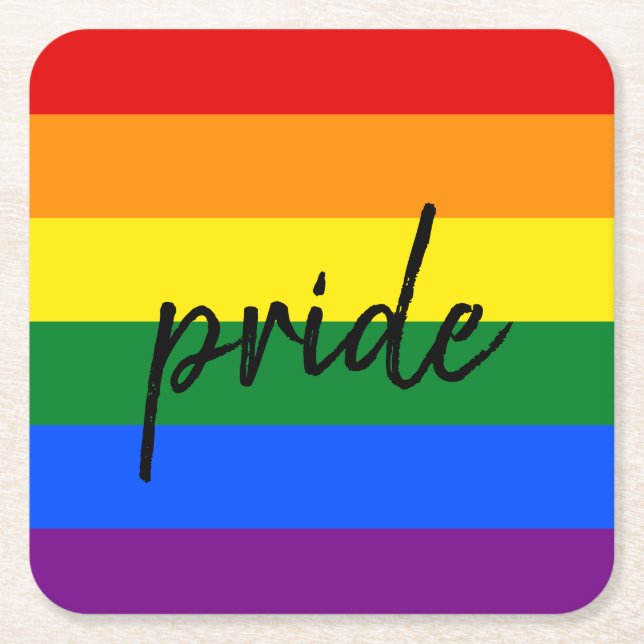 Rainbow Pride Underlägg Papper Kvadrat (Framsidan)