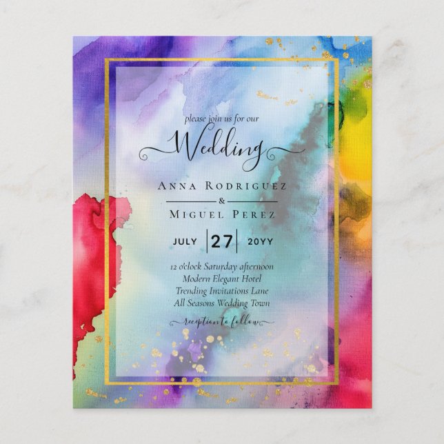 RAINBOW PRIDE WEDDING INVITATION Bläck LeahG Flygblad (Framsidan)