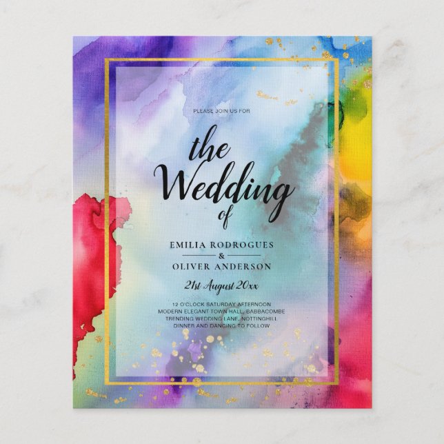 RAINBOW PRIDE WEDDING INVITATION Bläck LeahG Flygblad (Framsidan)