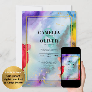 RAINBOW PRIDE WEDDING INVITATION Bläck LeahG Inbjudningar