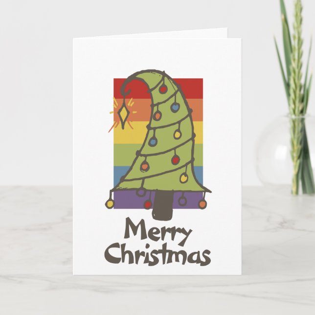 Rainbow Pride Whimsical Julgran Helgkort (Framsida)