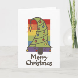 Rainbow Pride Whimsical Julgran Helgkort